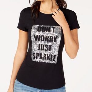 INC “don’t worry just sparkle” sequin T-shirt